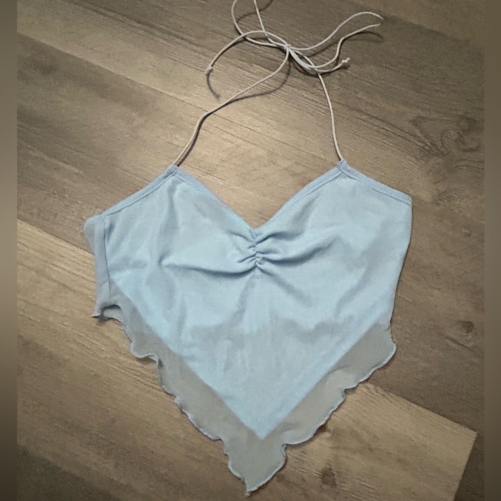 Blue triangle crop top